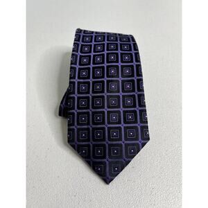 Sean Jean Purple, Black Geometric Pattern 100% Silk Tie NWOT